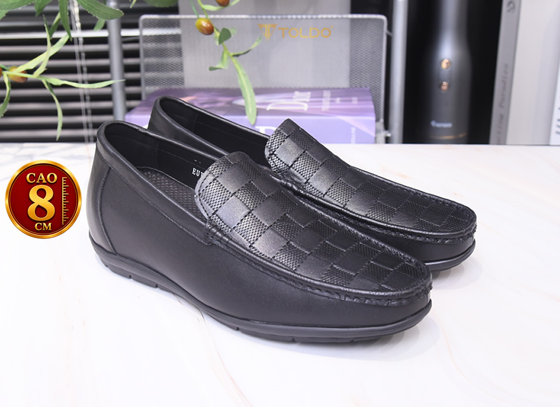 Giày cao 6cm siêu nhẹ vân kẻ caro 3